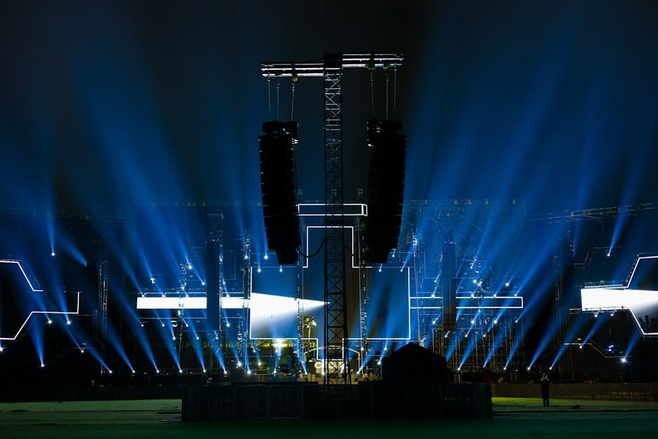 Scène concert Eurovision 2026 illuminée bleu