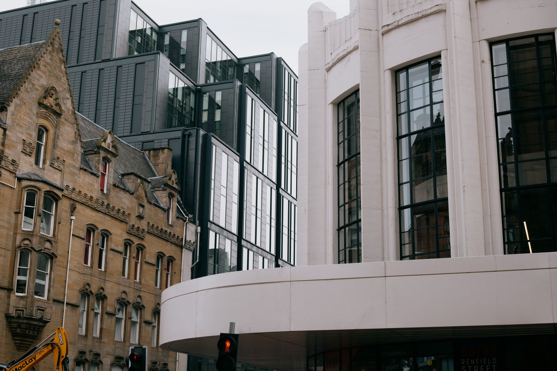 Rue animée de Glasgow, ville d'arrivée fréquente pour les voyageurs français